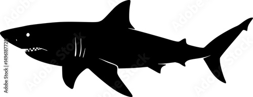 Big Shark Silhouette isolated on white background Minimalist shark vector shape
