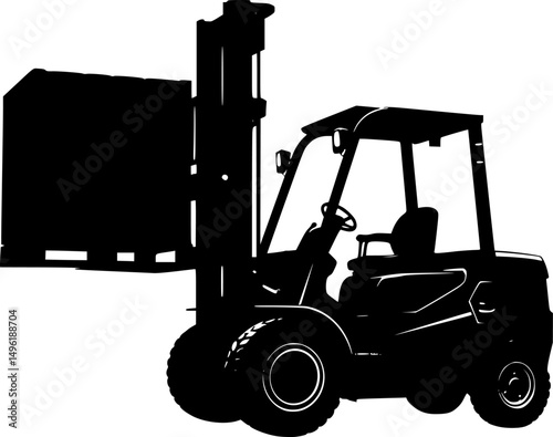 Industrial forklift lifting silhouette vector illustration isolated on a white background
