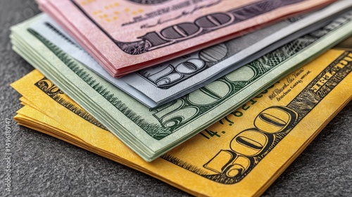 Scattered paper money bills, showing different values - budgeting view bills banknotes cash
