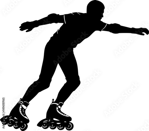 Roller skating Silhouette illustration isolated on a white background
