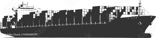 Big container ship silhouette vector illustration isolated on a white background
