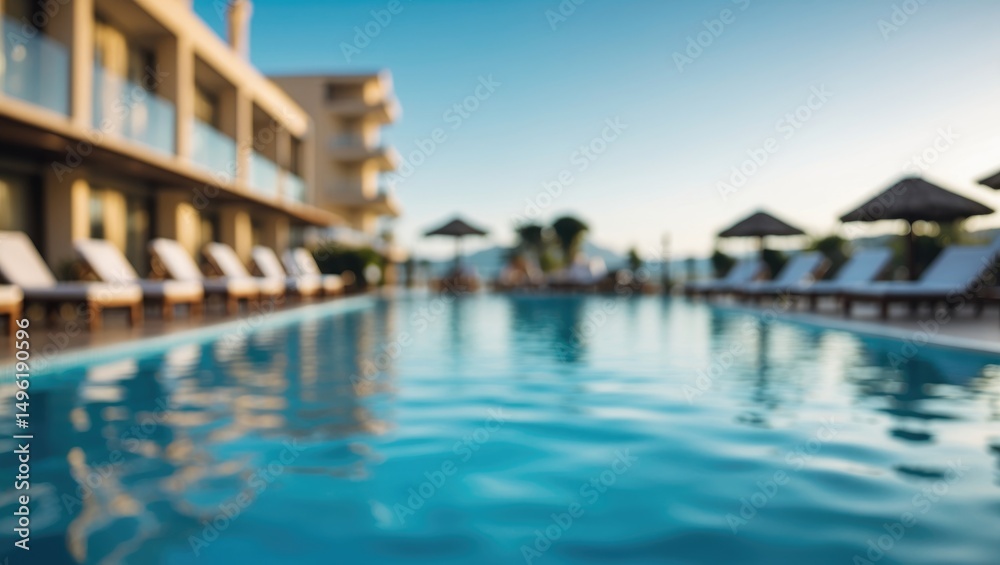 Obraz premium Abstract Blur And Defocused Beautiful Outdoor Swimming Pool In Hotel And Resort For Background With Empty Copy Space For Text