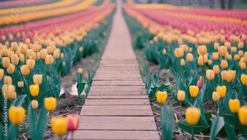 A Walk Way In Tulip Field, National Park photo