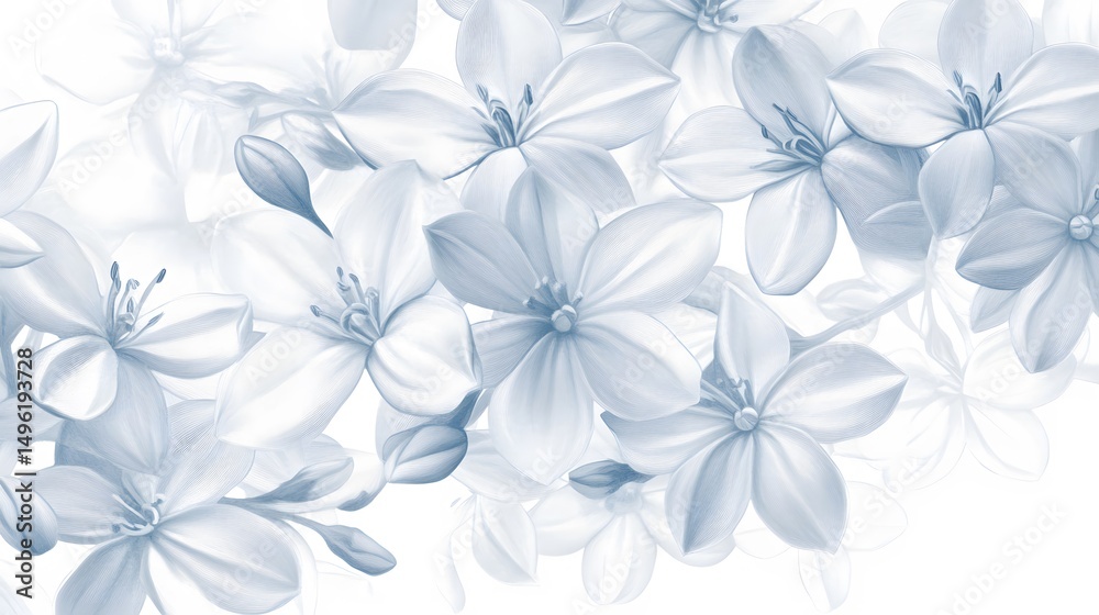 Fototapeta premium Delicate light blue floral design with soft petals.