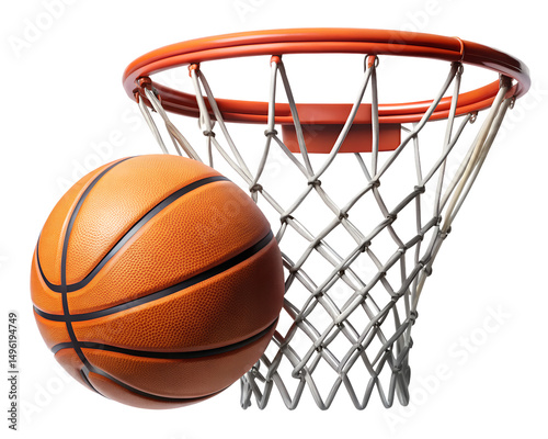 basketball hoop and ball isolated on white background. PNG Transparent file type with high definition quality And vibrant color grading Available.