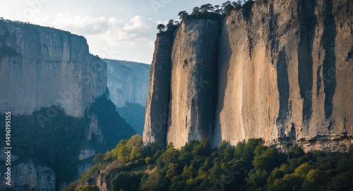 Perpendicular cliff with empty copy space for text.