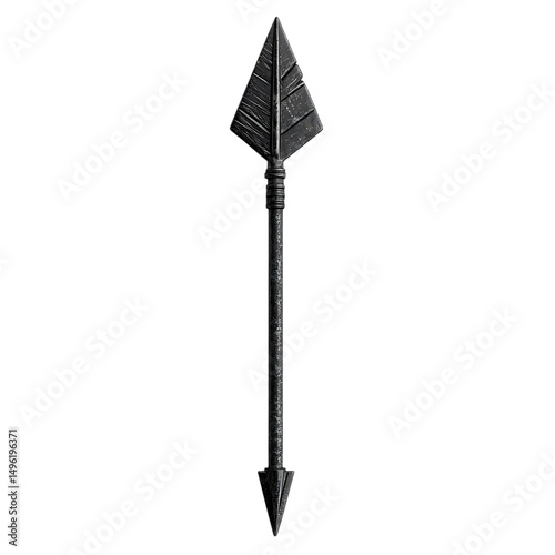 Sleek Arrow with a Modern Profile in Deep Charcoal Isolated on Transparent Background