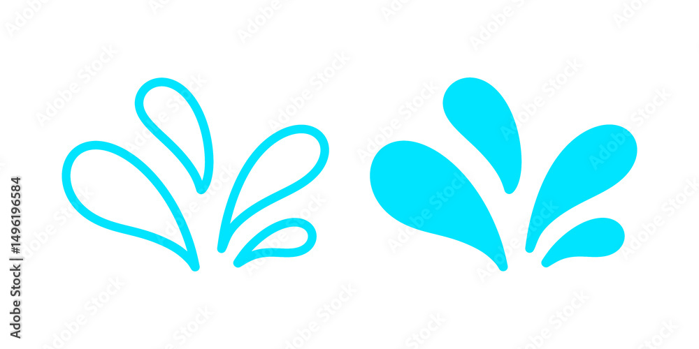 Fototapeta premium Blue water splash icon set with simple and modern design for graphic elements