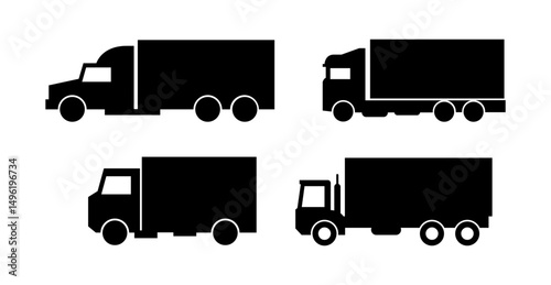Set Of Trucks On White Background