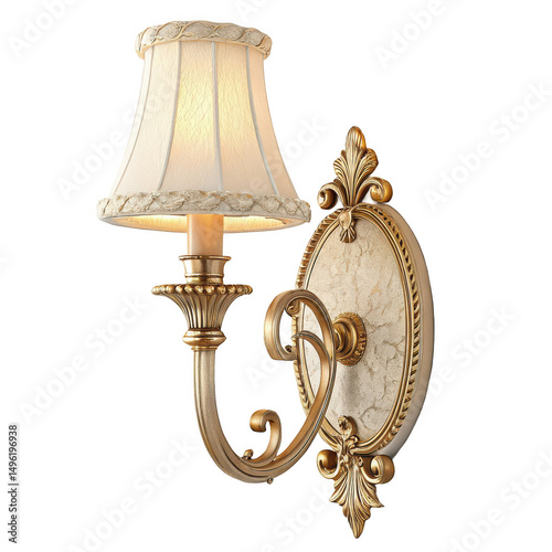 Wall sconce with lampshade isolated on transparent background photo