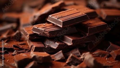 Fragmentos de Chocolate Amargo em Close