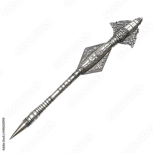 A Satin Silver Arrow with Lunar Module Textures Apo Isolated on Transparent Background photo