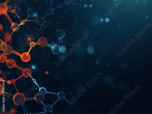 Abstract Science atoms and molecules. View of Human Genome Structure on Dark Background
