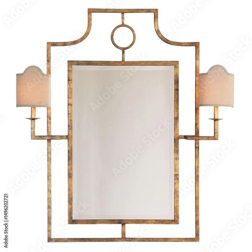 Gold Frame Mirror with Sconces: Elegant Bathroom Decor
