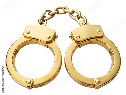 golden handcuffs  isolated on white background. PNG Transparent file type with high definition quality And vibrant color grading Available.