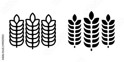 Farm wheat ears Icon set. Symbol isolated white background. vector illustration. color editable.