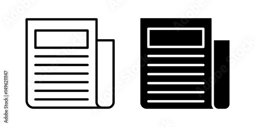 flat black newspape Icon set. Symbol isolated white background. vector illustration. color editable.