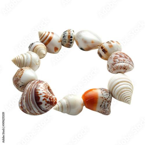 Bohemian Shell Bracelet Featuring an Asymmetrical A Isolated on Transparent Background