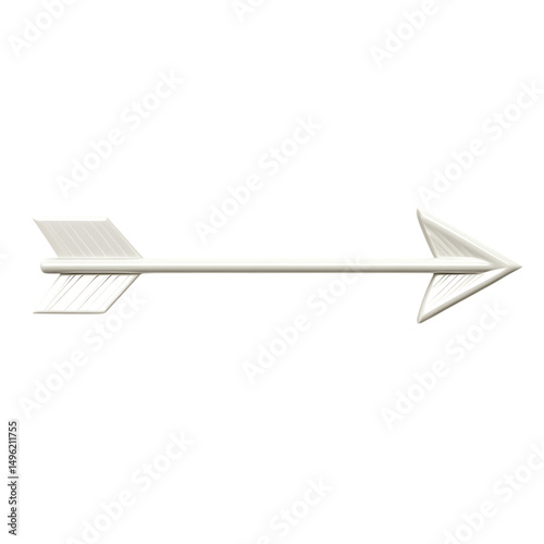 Sleek Arrow with Modern Accents in Pearlescent White Isolated on Transparent Background