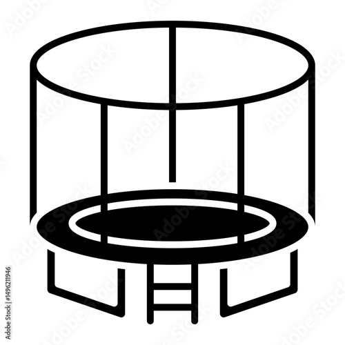 Playground trampoline glyph solid icon