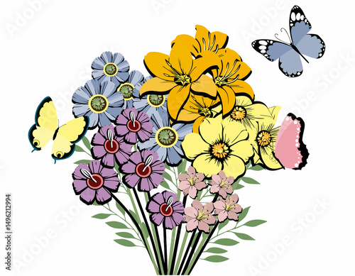 flowers with butterflies background 4