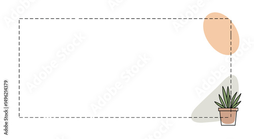 Minimalist illustration of a potted plant with a blank background  