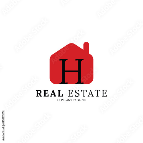 Simple and minimalist house logo with letter H for your brand