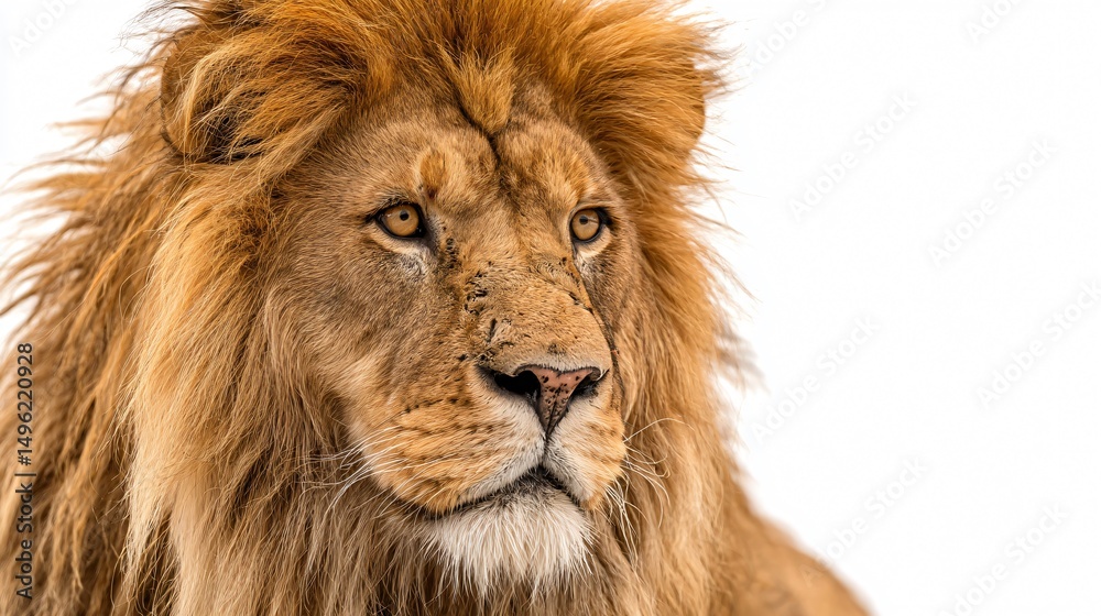 Fototapeta premium Majestic Lion on White Background for Creative Projects