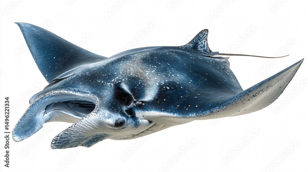 Fototapeta premium Manta Ray Isolated on White Background with Clipping Path for Professional Use
