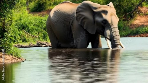 Gran Elefante refrescándose por el calor