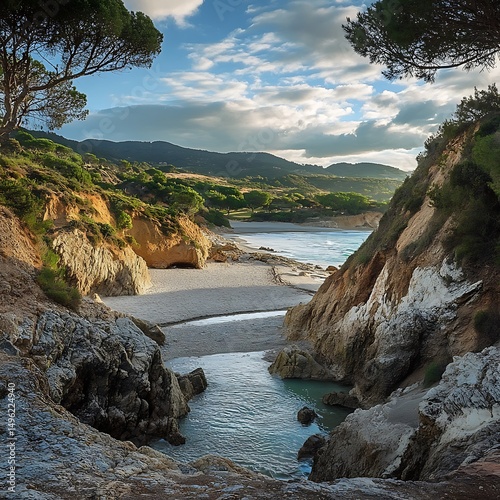 Beach at sunset, Costa Brava, Catalonia, Spain.