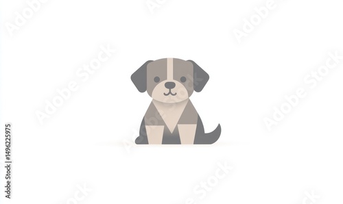 Cute cartoon puppy sitting, white background, pet website illustration