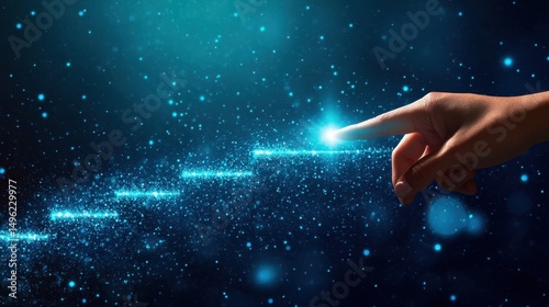 Hand pointing at next step on digital roadmap