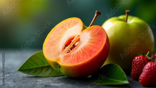 hybrid fruit: apple strawberry fusion, dynamic flavor