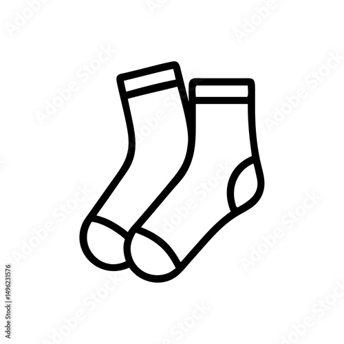 A pair of cozy socks depicted with simple black outlines against a white background image design element