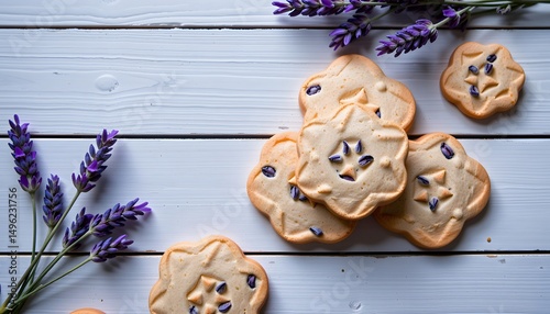 Lavender infused cookies kitchen food photography cozy atmosphere close-up view culinary delight