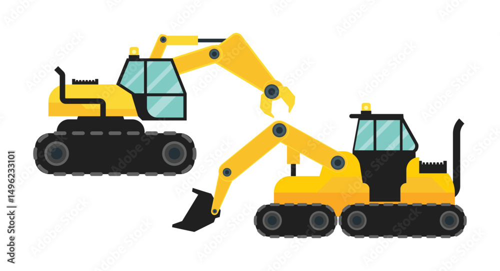 Excavator Black Icon Collection Excavator Black Icon Collection