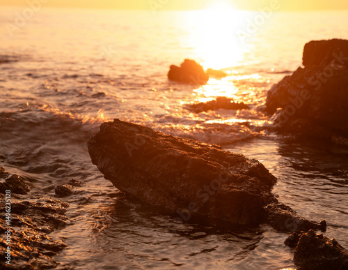 Fototapeta Naklejka Na Ścianę i Meble -  Croatian sea with sunset 