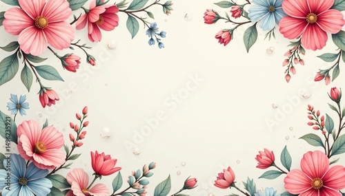 Soft pastel paisley floral print, delicate blossoms and swirling vines, whimsical, spring, pastel