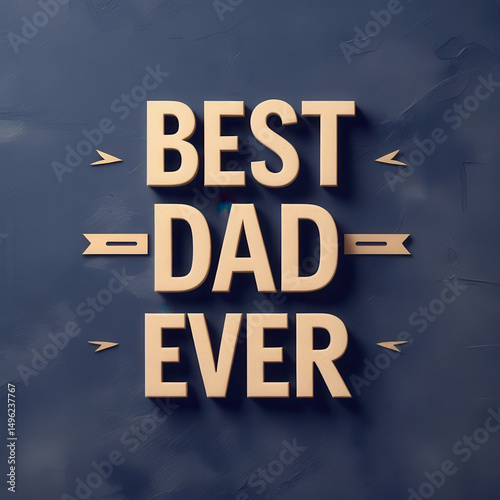 Design featuring the text 'Best Dad Ever' in bold letters with decorative details on a textured blue background. Ideal for Father’s Day, family celebration, and dad appreciation concepts