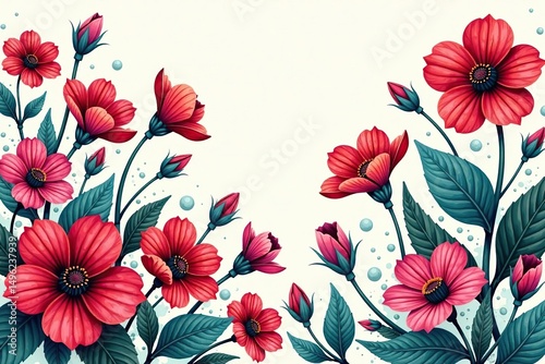 Intricate line art blooming flowers, continuous print, geometric, abstract