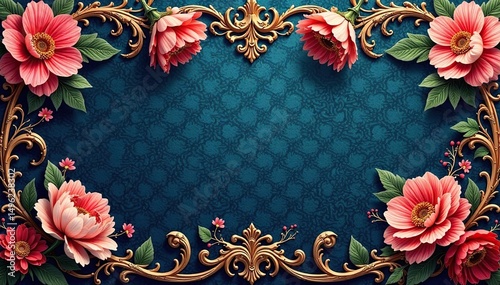 Intricate woven floral damask, elegant swirls and vines , decoration, tapestry