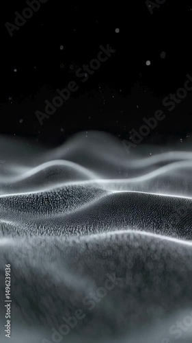 Abstract Dark Grey and White Wavy Particle Background