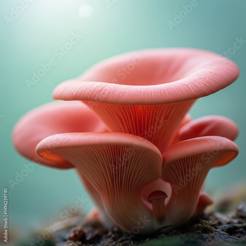 the close up of pink oyster mushroom, pleurotus djamor photo
