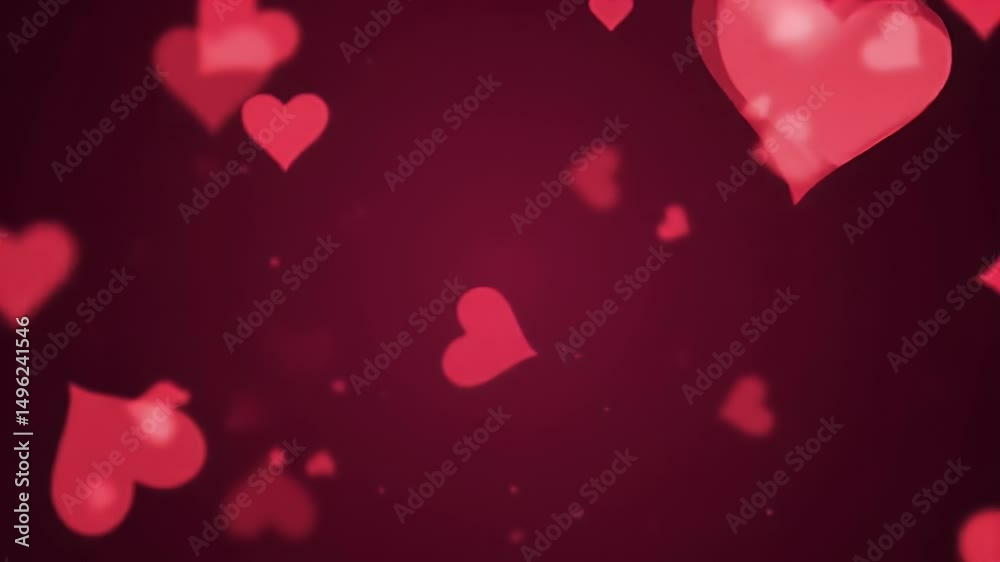 Romantic Hearts Background: A Collection of Glowing Pink Hearts on a Deep Burgundy Background