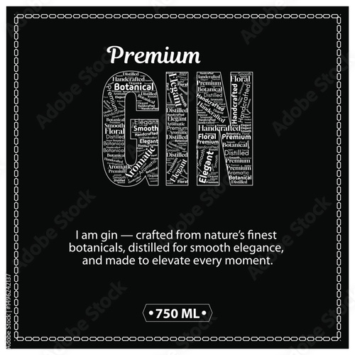 Gin label design Vector