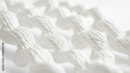A white rope made of sturdy synthetic fibers, displayed on a white background.
