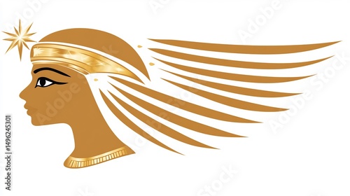 Egyptian mythology pharaoh Tutankhamuns golden mask shining against immaculate white background