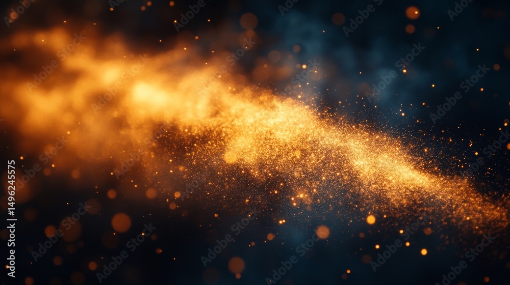 Fototapeta premium Golden Dust Explosion in Dark Space