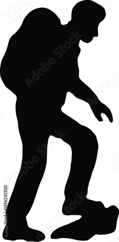 Man Exploring Mountains Silhouette